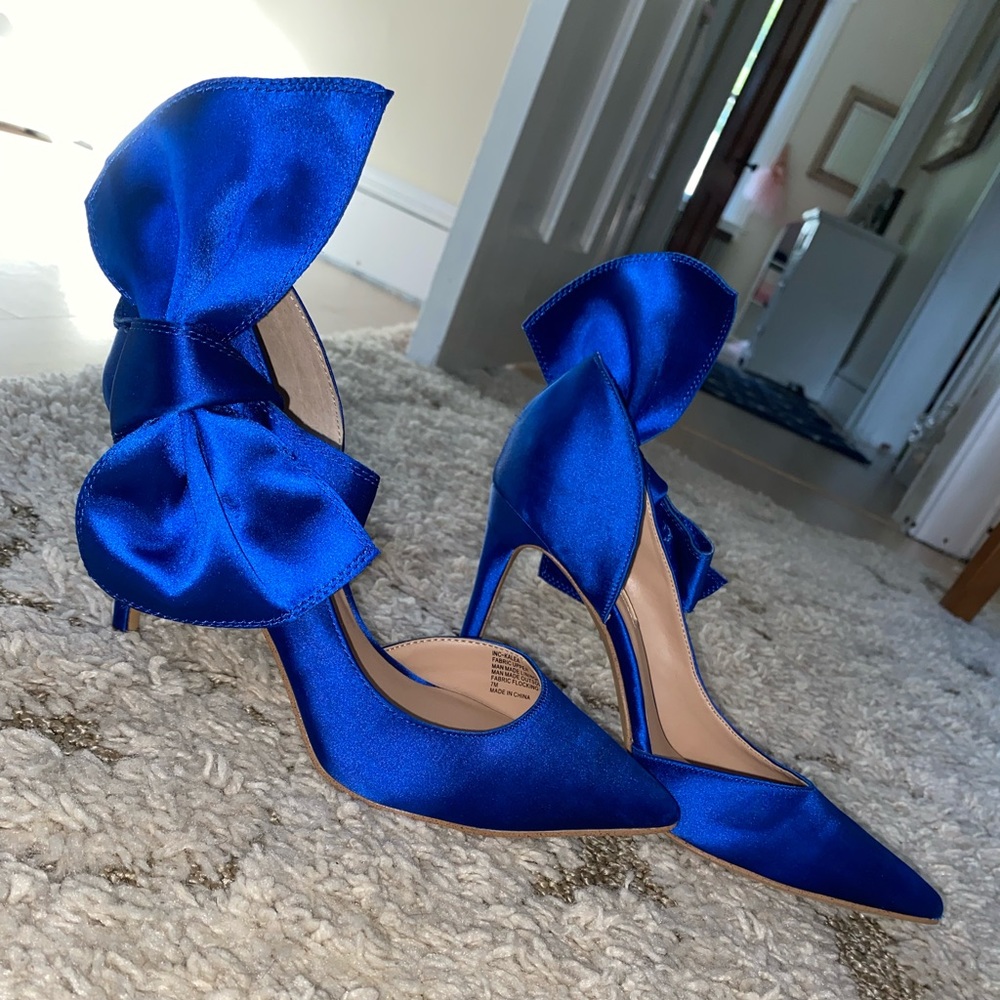 INC Satin Blue Heels (3in heel)